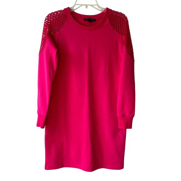 Boston Proper Dresses & Skirts - Boston Proper Sweatshirt Dress Long Sleeve Crochet Detail Pink Small Biker Goth
